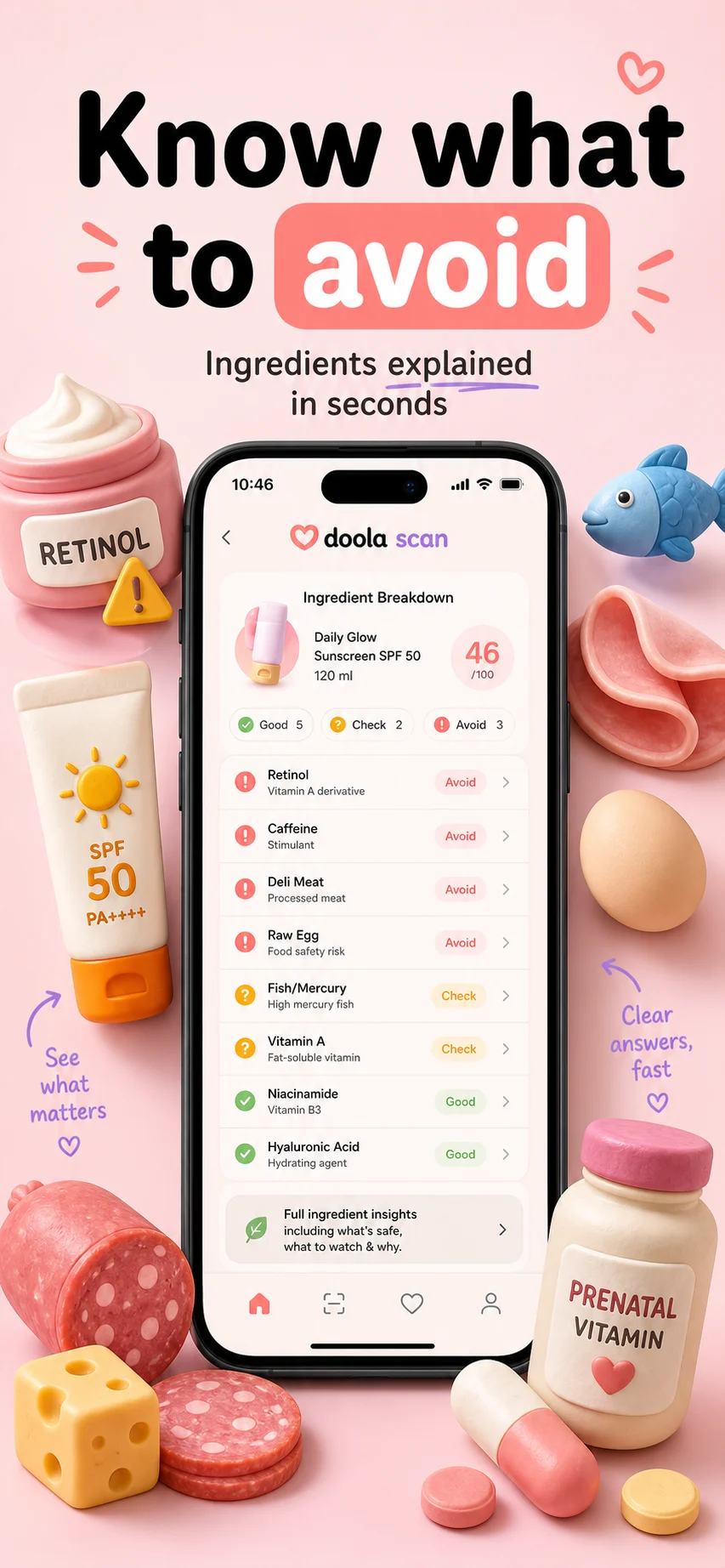 Doola Scan ad-style panel with the headline Know what to avoid.
